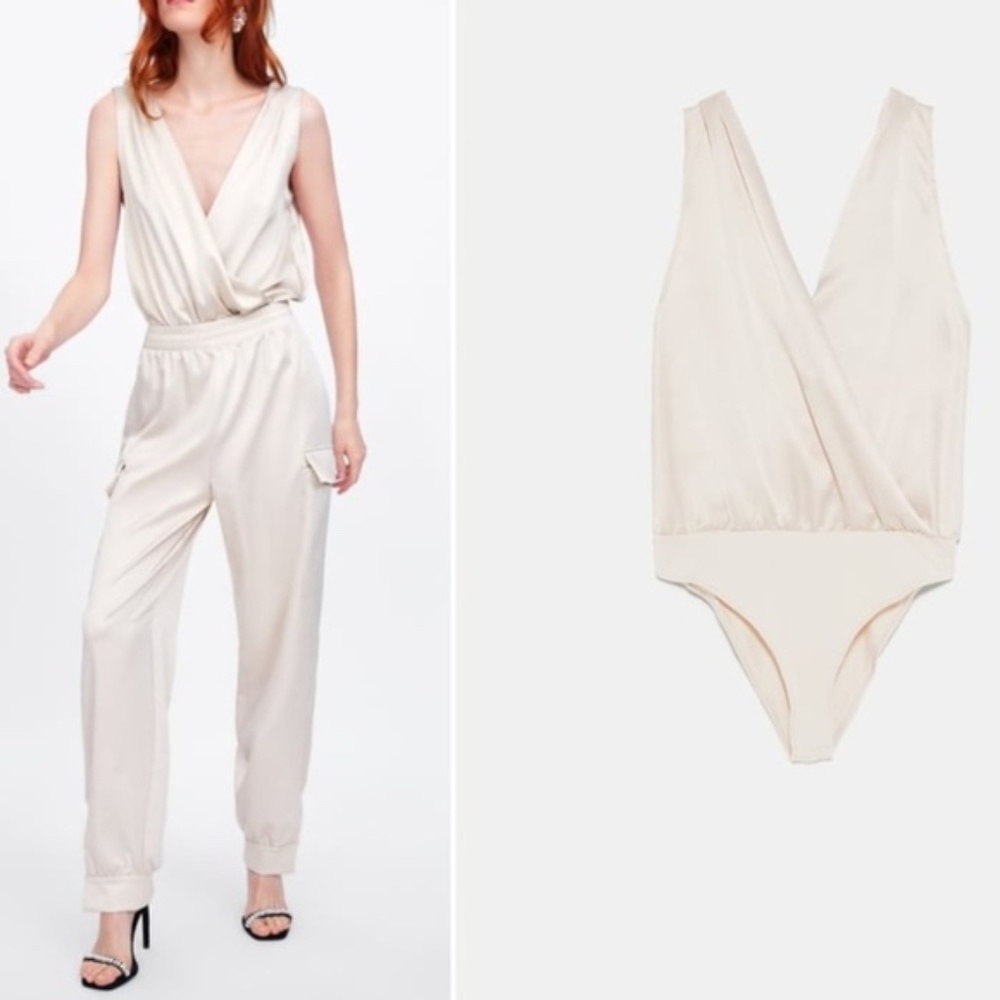 Zara Satin Cargo Pant/Bodysuit Set